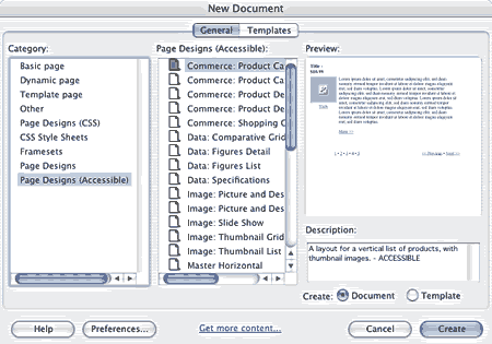 New Document Dialog Box